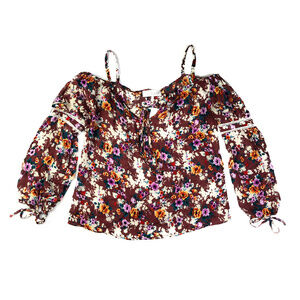 WAYF Floral Print Off The Shoulder Blouse Top NWT